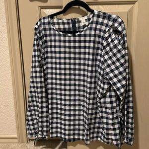 JCrew Factory Gingham Cut-Out Sleeve Top Size XL